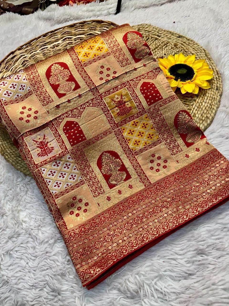 VISCOSE PURE SOFT KOLKATA MEENA SILK WEAVING SAREE AT WHOLESALE PRICE