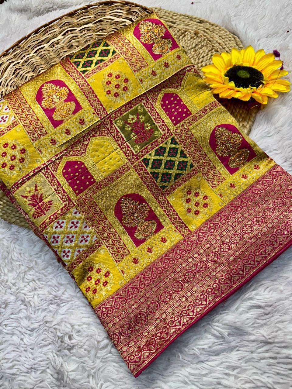 VISCOSE PURE SOFT KOLKATA MEENA SILK WEAVING SAREE AT WHOLESALE PRICE