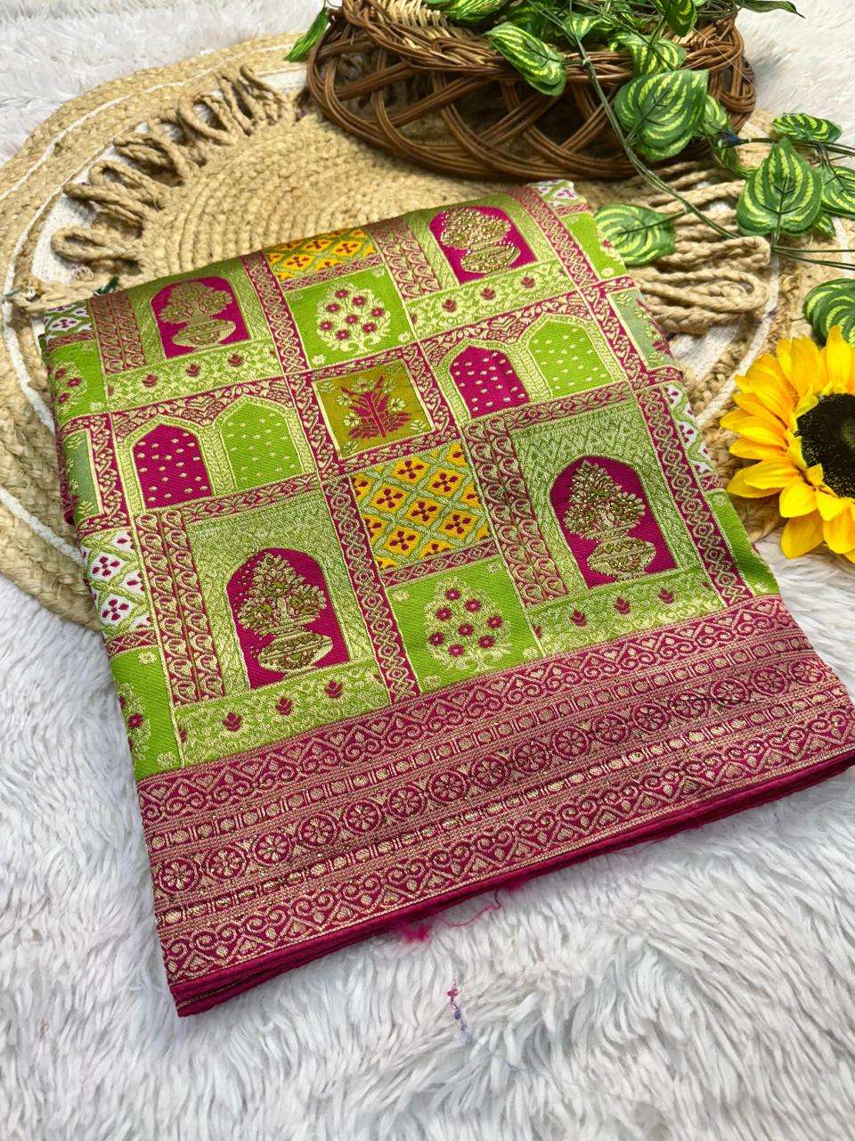 VISCOSE PURE SOFT KOLKATA MEENA SILK WEAVING SAREE AT WHOLESALE PRICE