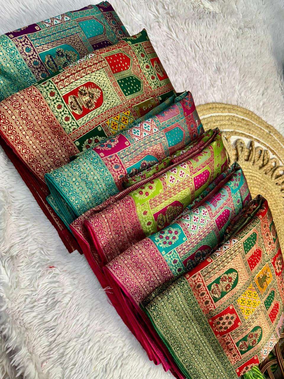 VISCOSE PURE SOFT KOLKATA MEENA SILK WEAVING SAREE AT WHOLESALE PRICE