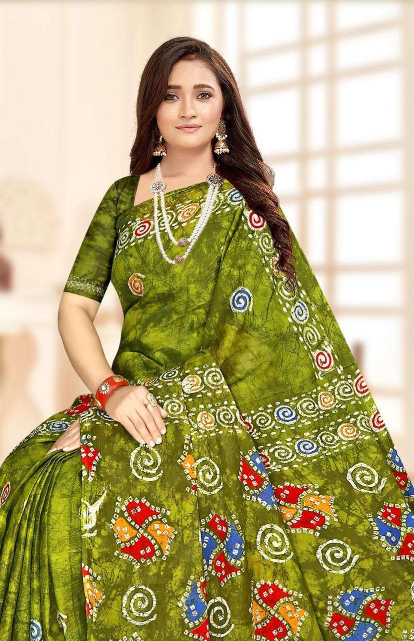 VJ ISWARYA BATIK SPEICAL VOL-01 HEAVY COTTON PRINTED SAREE AT WHOLESALE PRICE