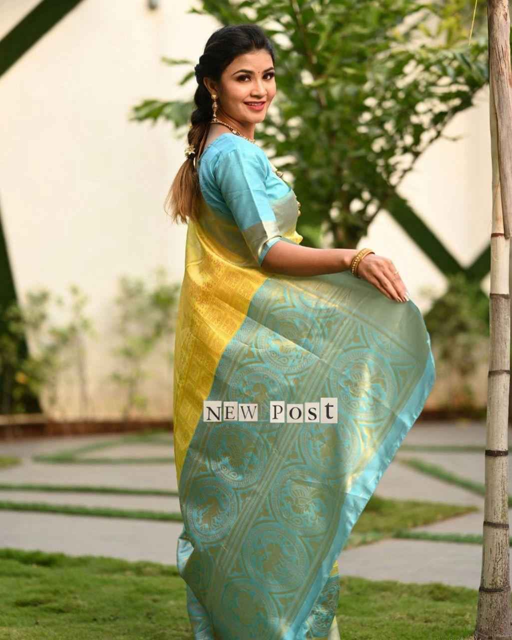 YELLOW DESIGNER SOFT SILK SAREE BEAUTIFUL RICH PALLU & JACQUARD WORK AT WHOLESALE PRICE