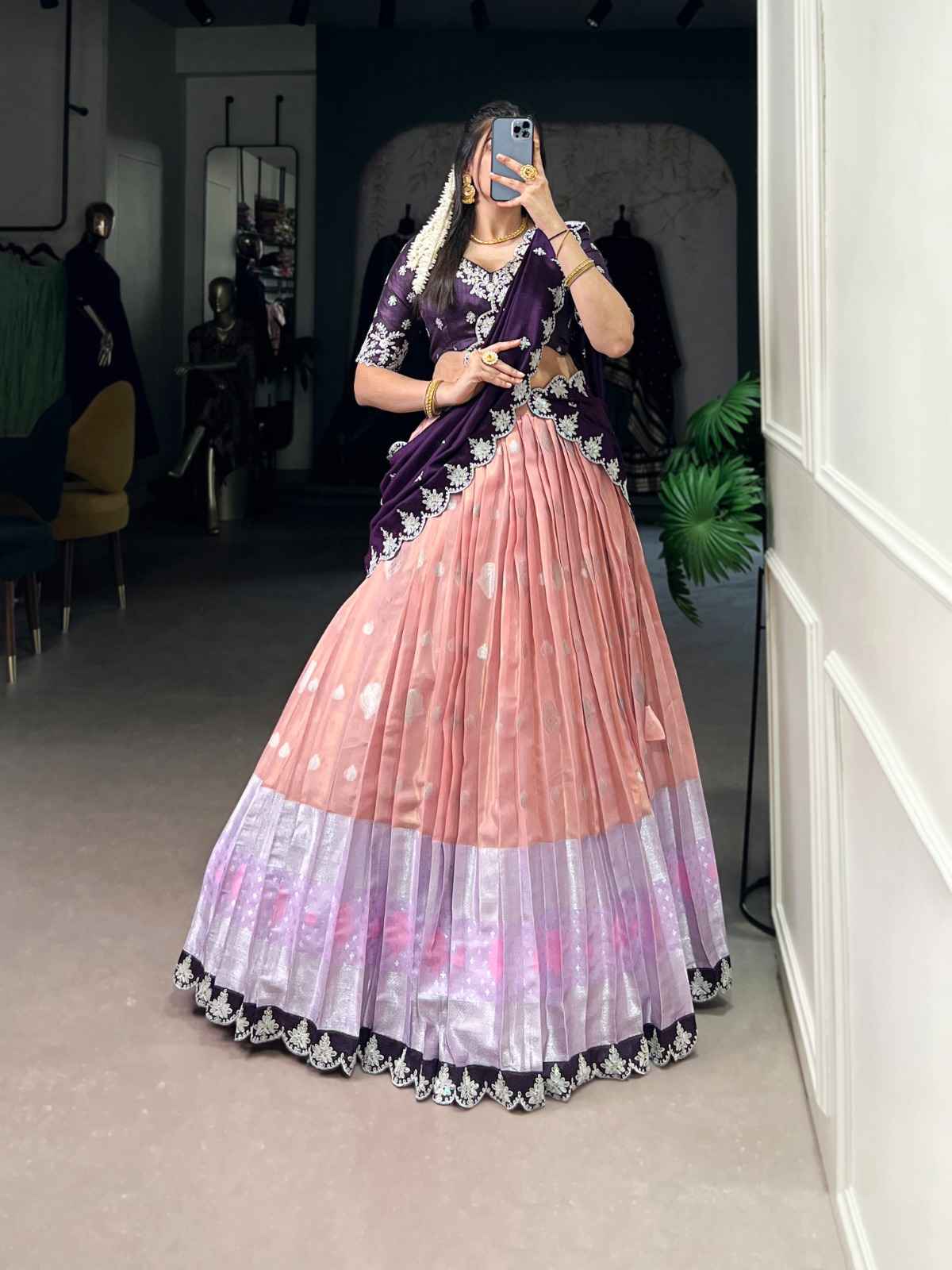 ZARI KOTA ZARI WEAVING WORK WITH SEQUINS AND THREAD EMBROIDERY LEHENGA CHOLI AT WHOLESALE PRICE