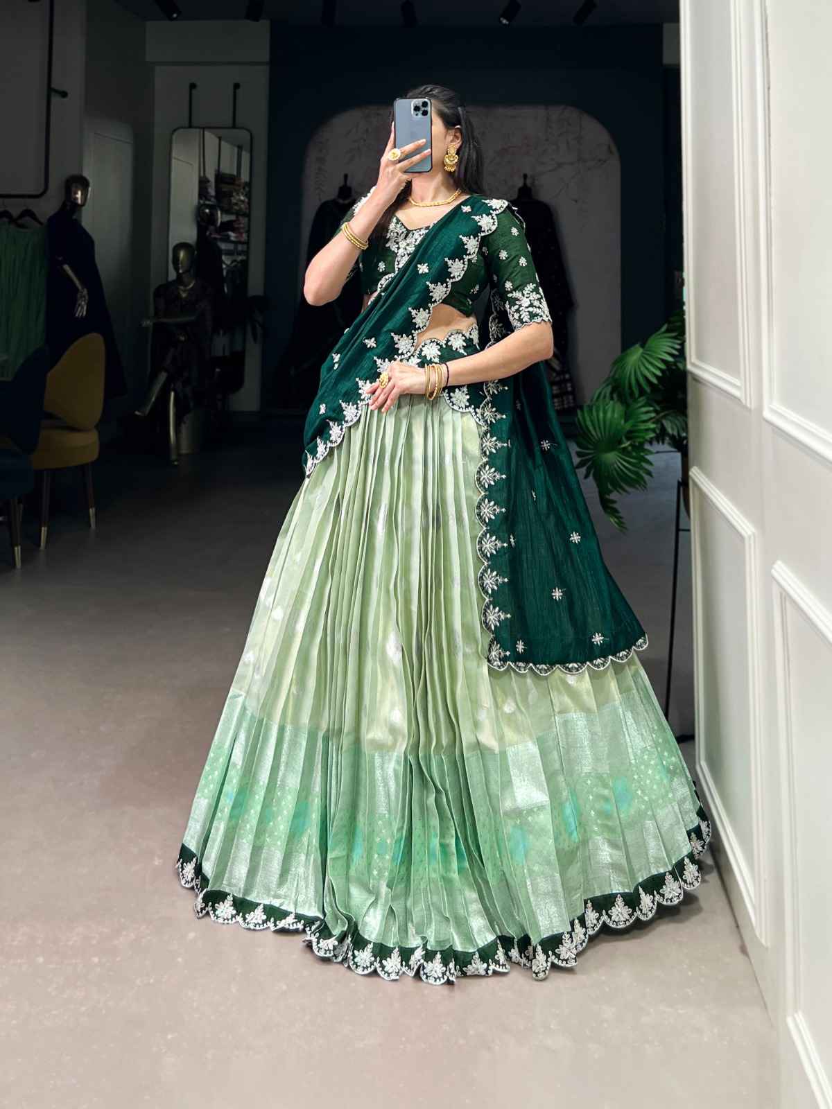 ZARI KOTA ZARI WEAVING WORK WITH SEQUINS AND THREAD EMBROIDERY LEHENGA CHOLI AT WHOLESALE PRICE