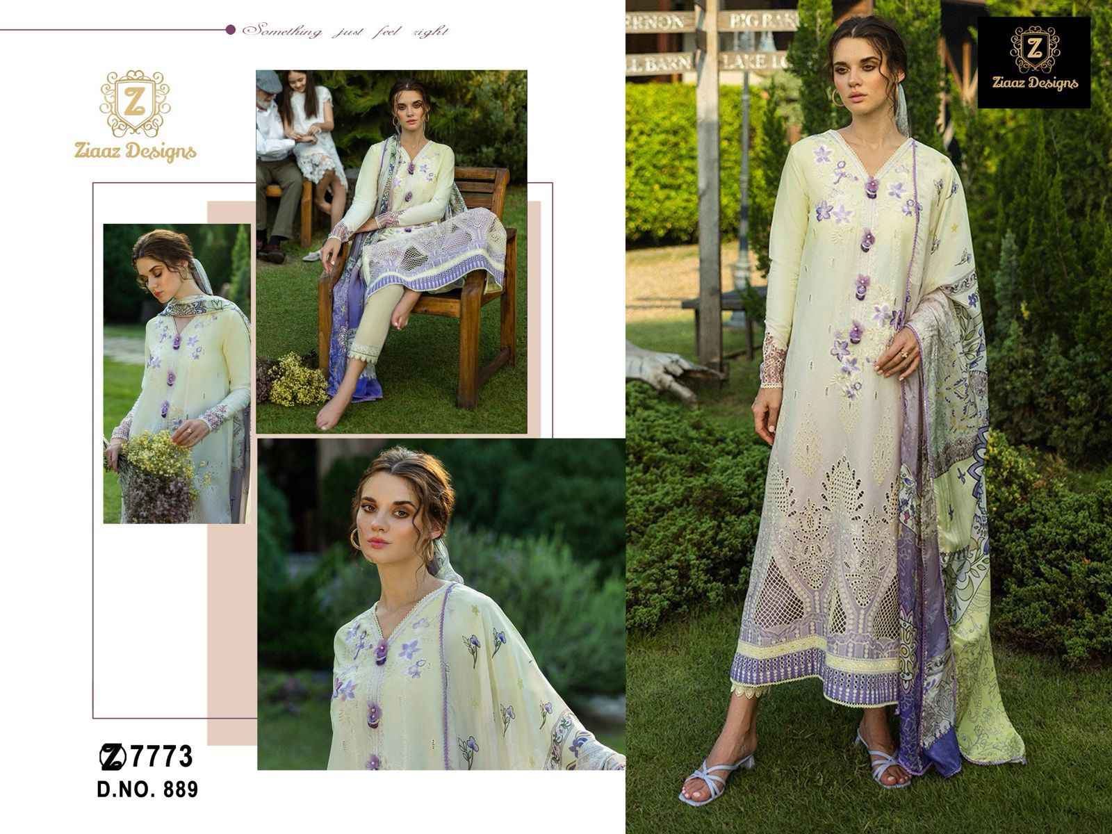 ZIAAZ DESIGNS CAMBRIC COTTON CHIKENKARI SHADED DRESS MATERIAL AT WHOLESALE PRICE