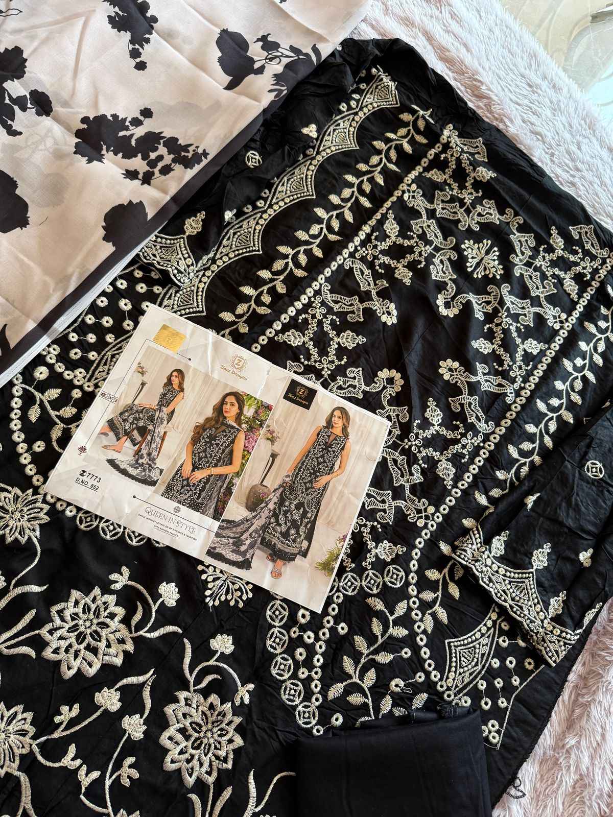 ZIAAZ DESIGNS CODE 852 COTTON RAYON EMBROIDERY DRESS MATERIAL AT WHOLESALE PRICE