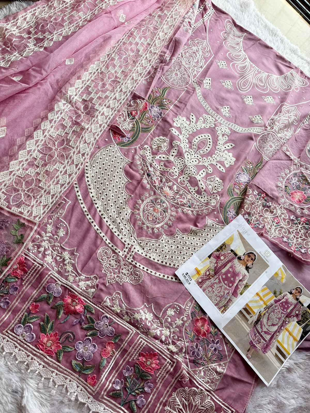 ZIAAZ DESIGNS CODE 917 CAMBRIC COTTON EMBRODERY DRESS MATERIAL AT WHOLESALE PRICE