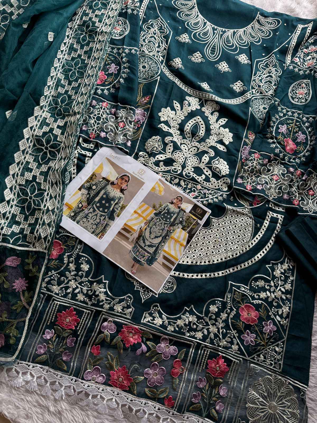 ZIAAZ DESIGNS CODE 917 CAMBRIC COTTON EMBRODERY DRESS MATERIAL AT WHOLESALE PRICE