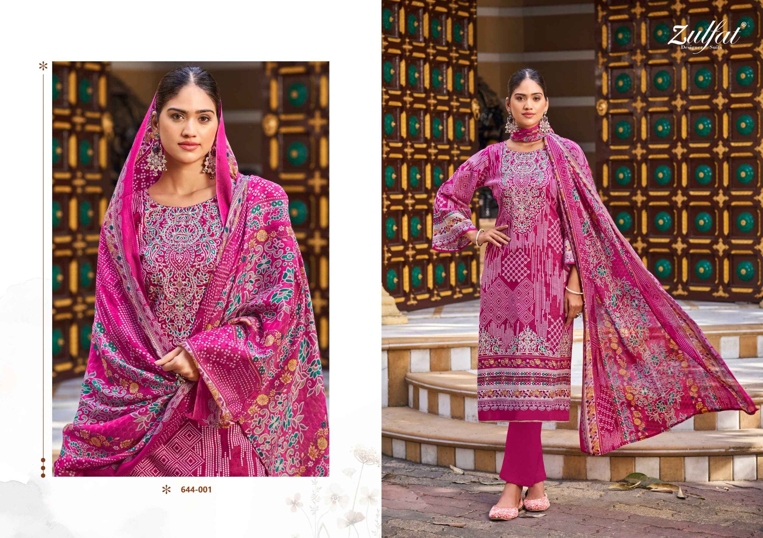 ZULFAT MEHER PURE COTTON PRINT WITH HEAVY HANDWORK DRESS MATERIAL AT WHOLESALE PRICE