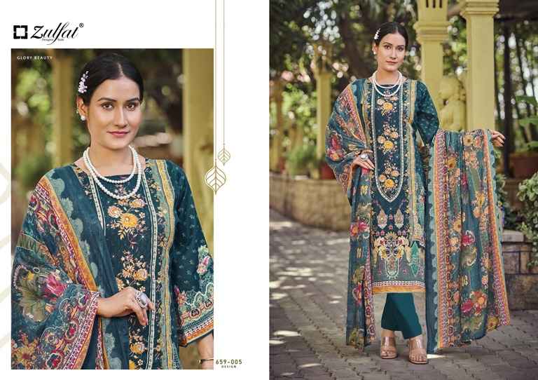 ZULFAT RAABTA VOL 7 PURE JAM COTTON PRINTED HANDWORK DRESS MATERIAL AT WHOLESALE PRICE