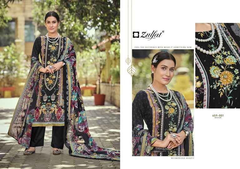 ZULFAT RAABTA VOL 7 PURE JAM COTTON PRINTED HANDWORK DRESS MATERIAL AT WHOLESALE PRICE