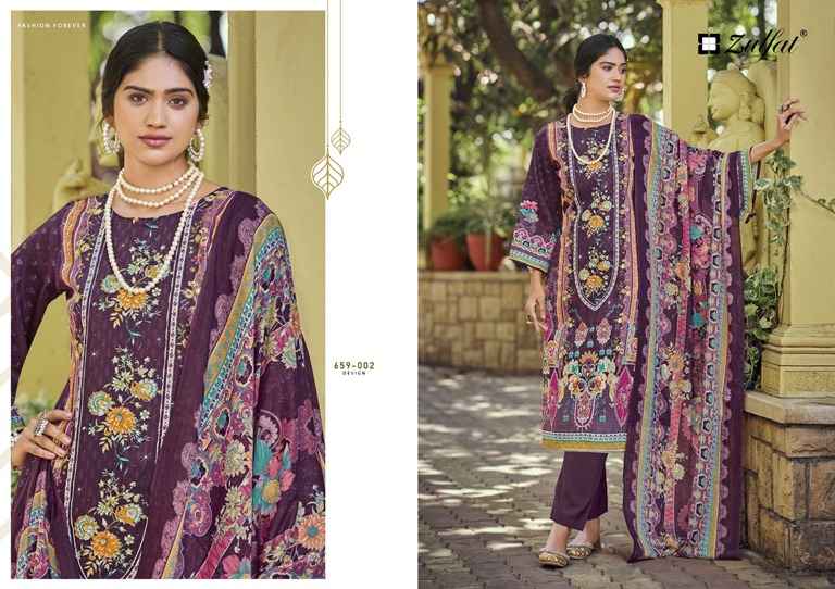 ZULFAT RAABTA VOL 7 PURE JAM COTTON PRINTED HANDWORK DRESS MATERIAL AT WHOLESALE PRICE
