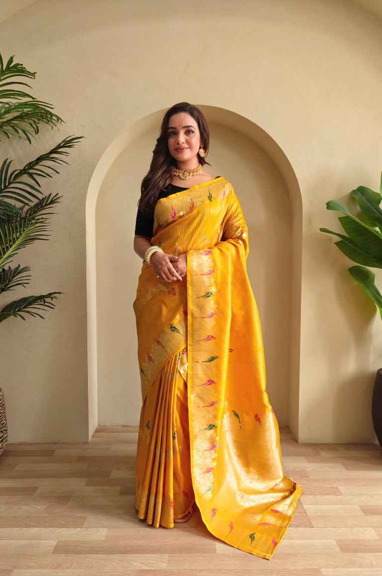 BENARASI MUSHRO SATIN SILK WITH ZARI WEAVING SAREE AT WHOLESALE PRICE