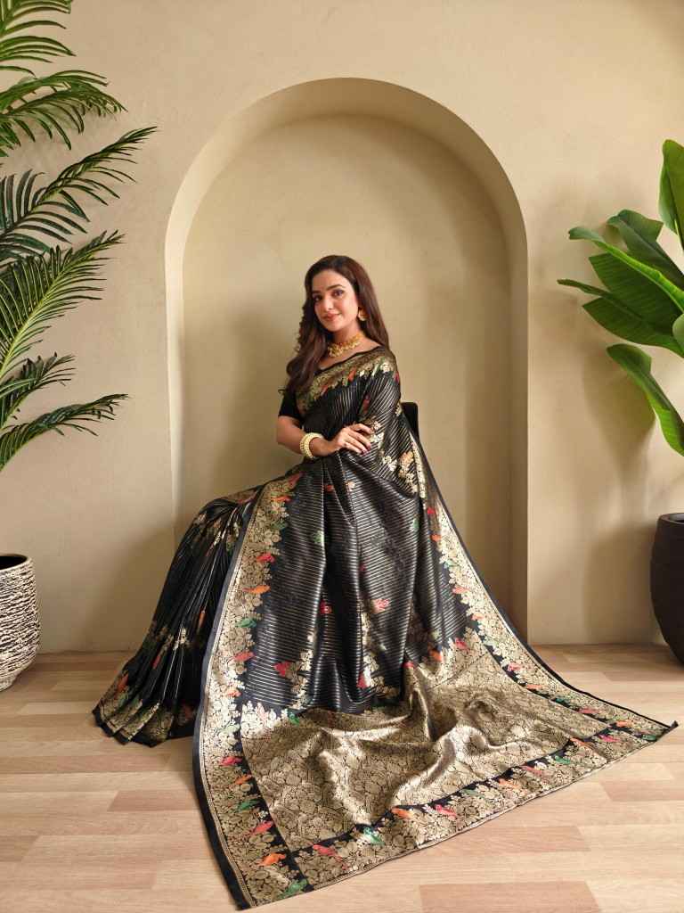 BENARASI MUSHRO SATIN SILK WITH ZARI WEAVING SAREE AT WHOLESALE PRICE