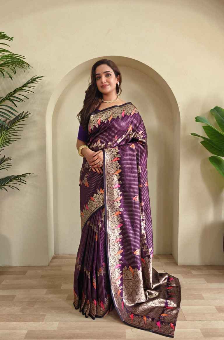 BENARASI MUSHRO SATIN SILK WITH ZARI WEAVING SAREE AT WHOLESALE PRICE