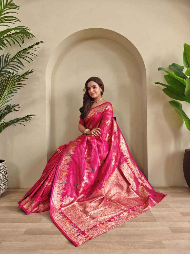 BENARASI MUSHRO SATIN SILK WITH ZARI WEAVING SAREE AT WHOLESALE PRICE
