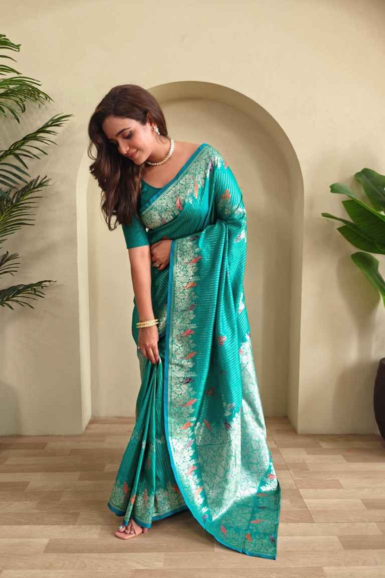 BENARASI MUSHRO SATIN SILK WITH ZARI WEAVING SAREE AT WHOLESALE PRICE