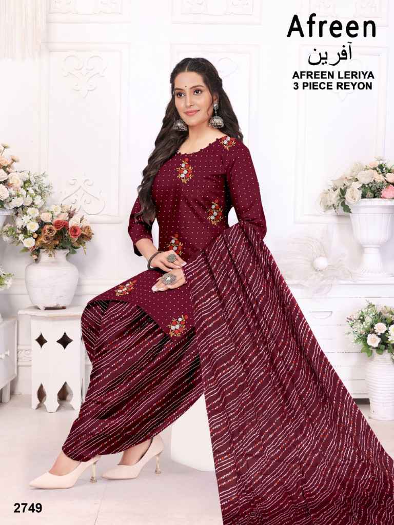 AFREEN LERIYA RAYON WITH EMBROIDERY WORK DRESS MATERIAL AT WHOLESALE PRICE