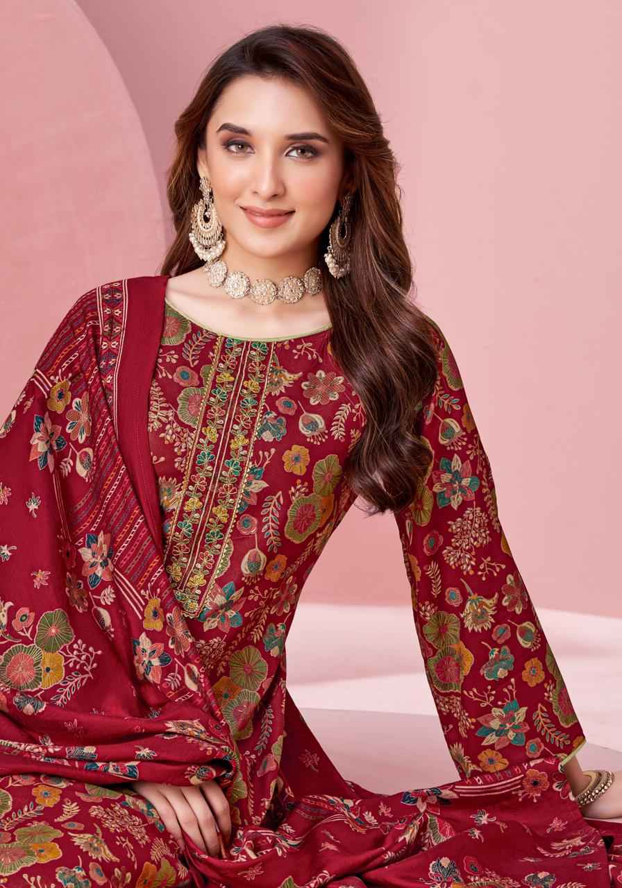 ALOK BEGUM PURE VISCOSE REYON DISCHARGE FOIL PRINT DRESS MATERIAL AT WHOLESALE PRICE
