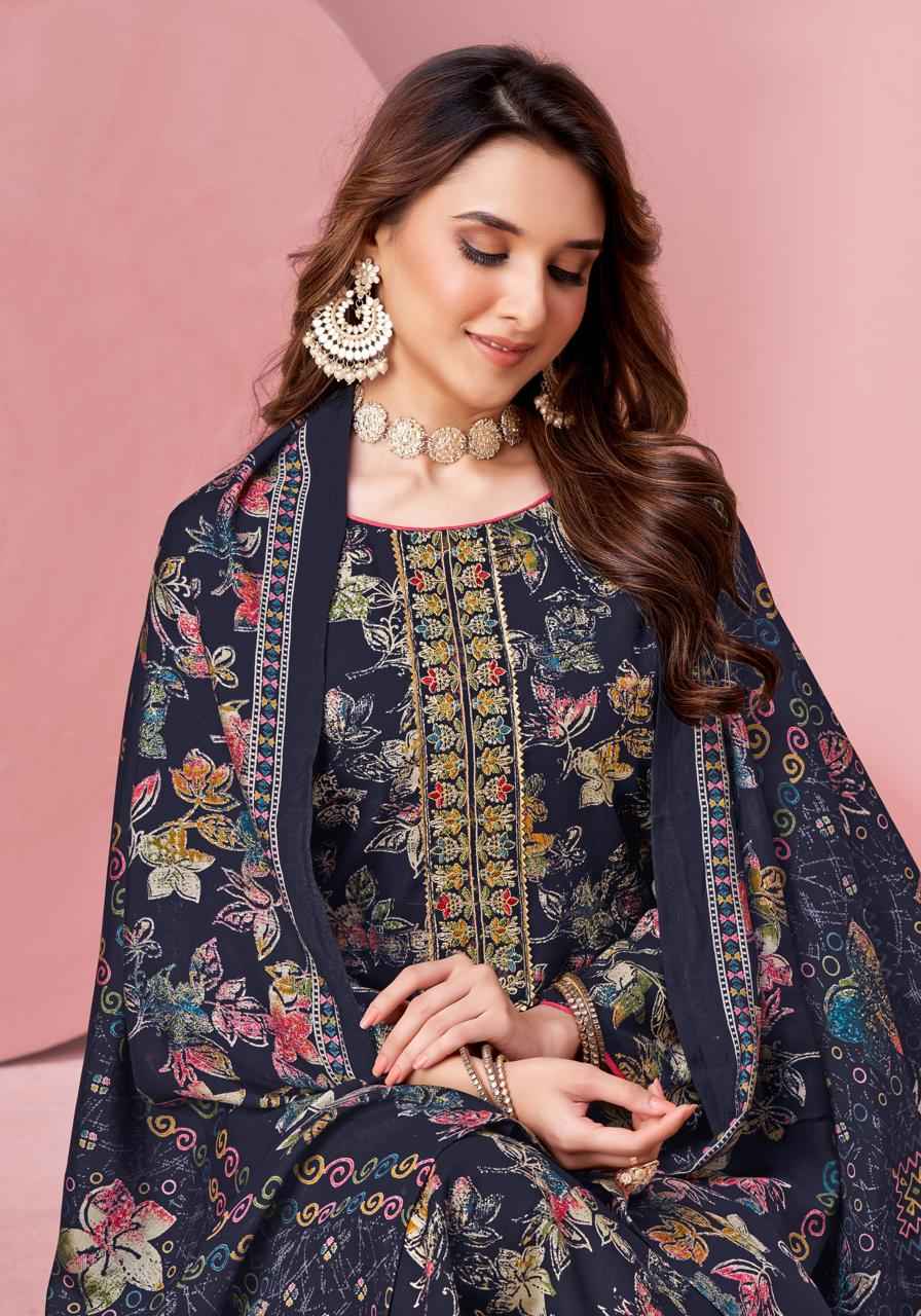ALOK BEGUM PURE VISCOSE REYON DISCHARGE FOIL PRINT DRESS MATERIAL AT WHOLESALE PRICE