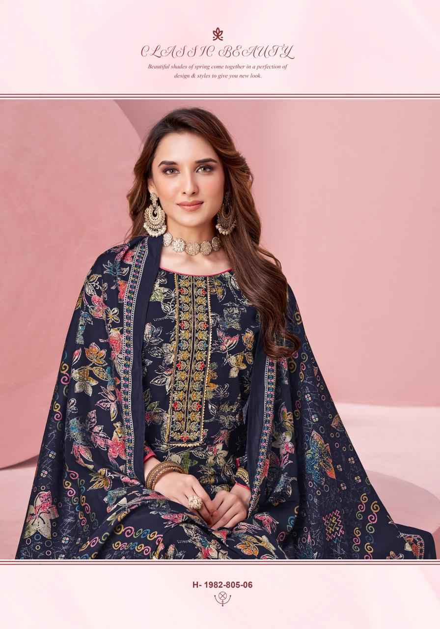 ALOK BEGUM PURE VISCOSE REYON DISCHARGE FOIL PRINT DRESS MATERIAL AT WHOLESALE PRICE