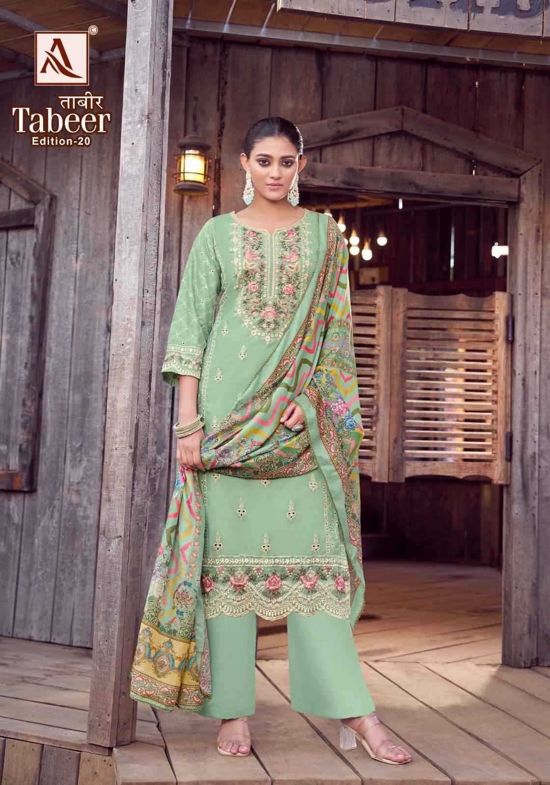ALOK TABEER-20 PURE CAMBRIC LAWN PAKISTANI EMBROIDERY DRESS MATERIAL AT WHOLESALE PRICE