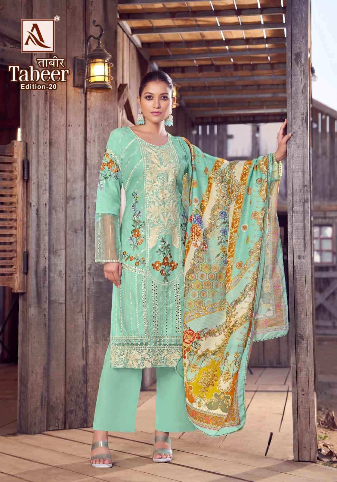 ALOK TABEER-20 PURE CAMBRIC LAWN PAKISTANI EMBROIDERY DRESS MATERIAL AT WHOLESALE PRICE