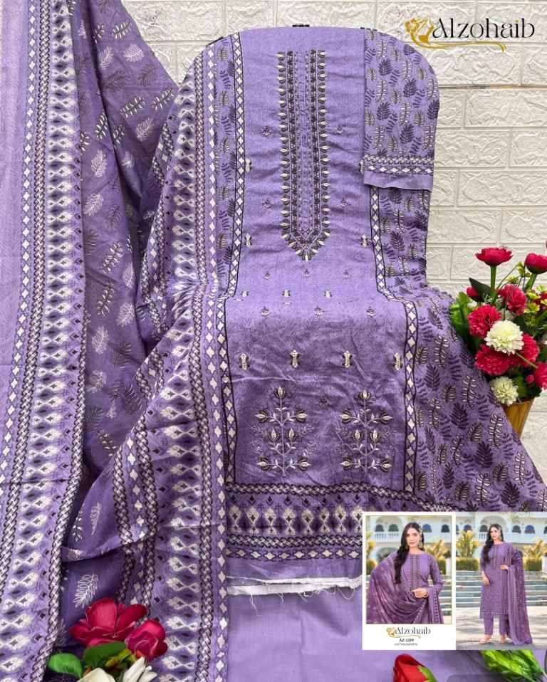 ALZOHAIB D.NO AZ 1258 PURE COTTON PRINTED DRESS MATERIAL AT WHOLESALE PRICE
