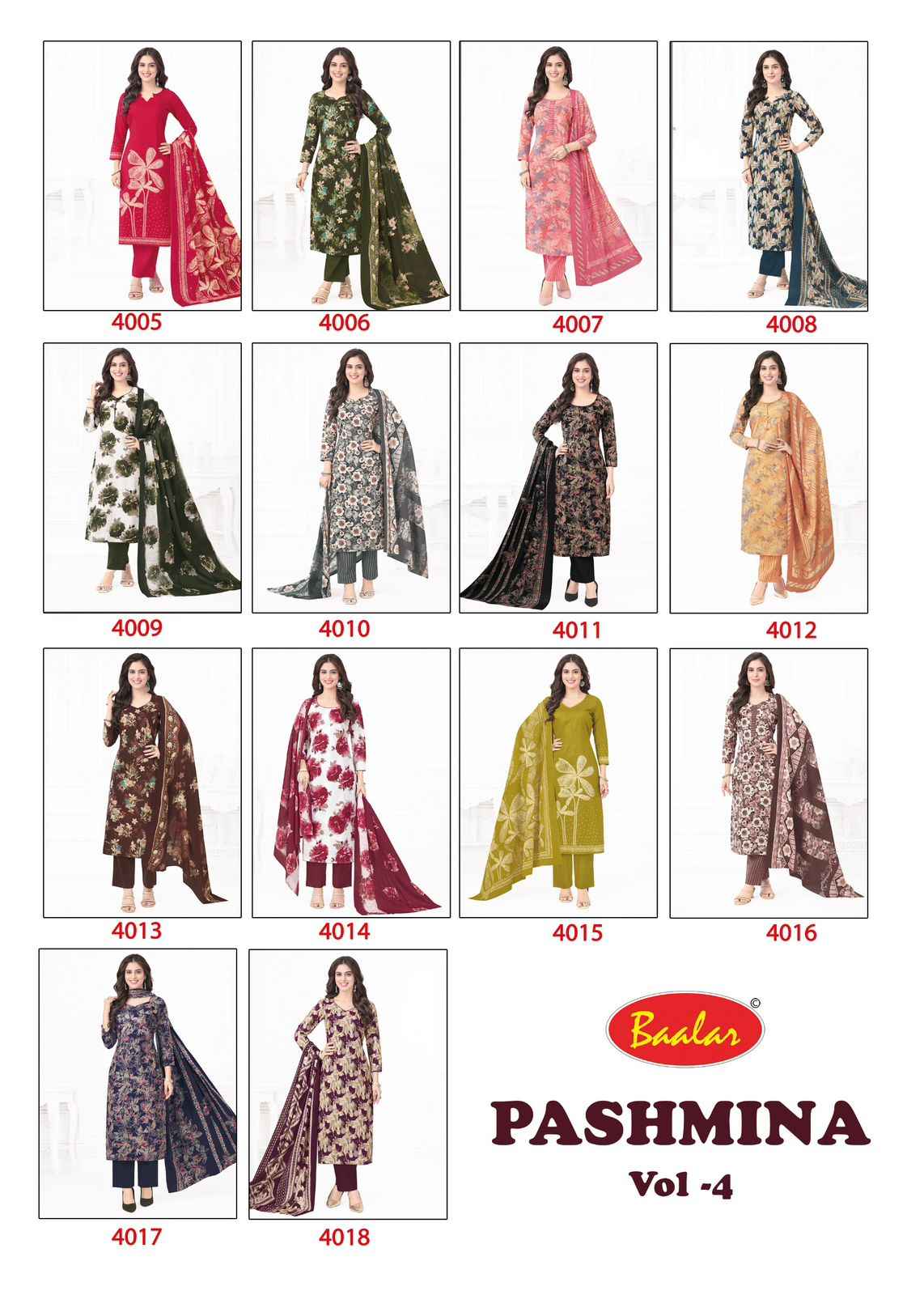 BAALAR PASHMINA VOL-04 HEAVY LAWN COTTON PRINTED DRESS MATERIAL AT WHOLESALE PRICE