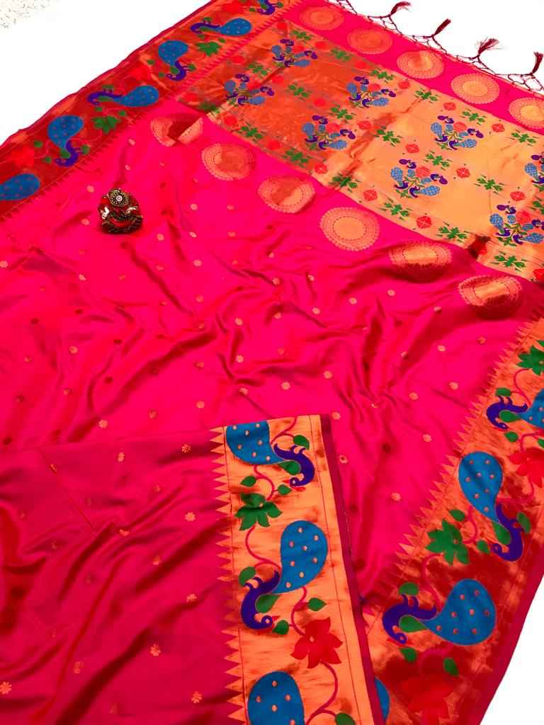 BANARASI LICHI SILK WEAVING PAITHANI SAREE AT WHOLESALE PRICE
