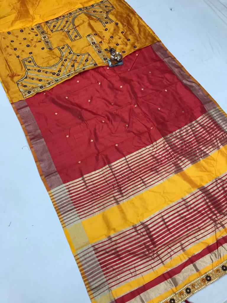 BANARASI SOFT COTTON SILK WITH GOLDEN BORDER SAREE AT WHOLESALE PRICE