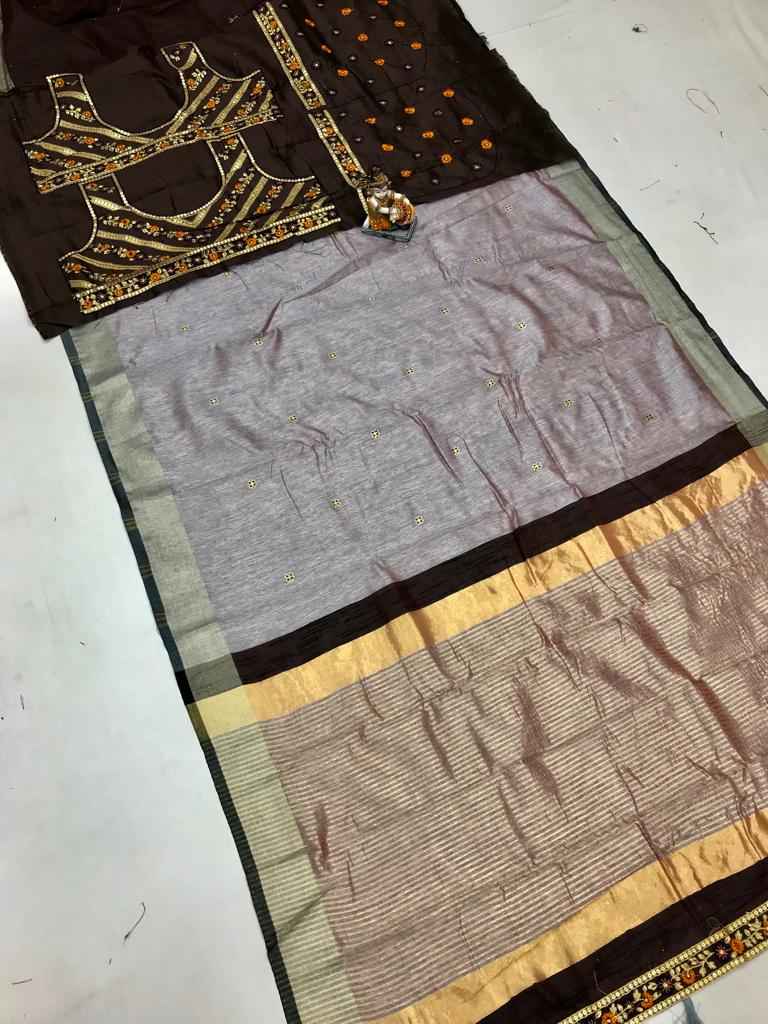 BANARASI SOFT COTTON SILK WITH GOLDEN BORDER SAREE AT WHOLESALE PRICE
