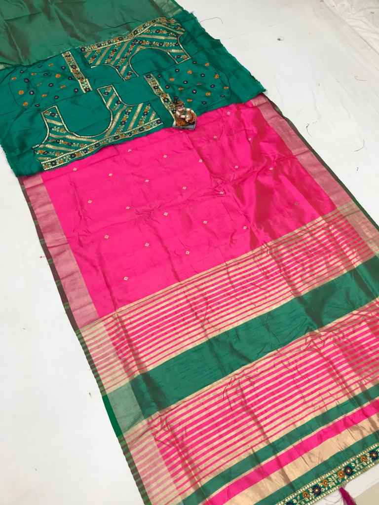 BANARASI SOFT COTTON SILK WITH GOLDEN BORDER SAREE AT WHOLESALE PRICE