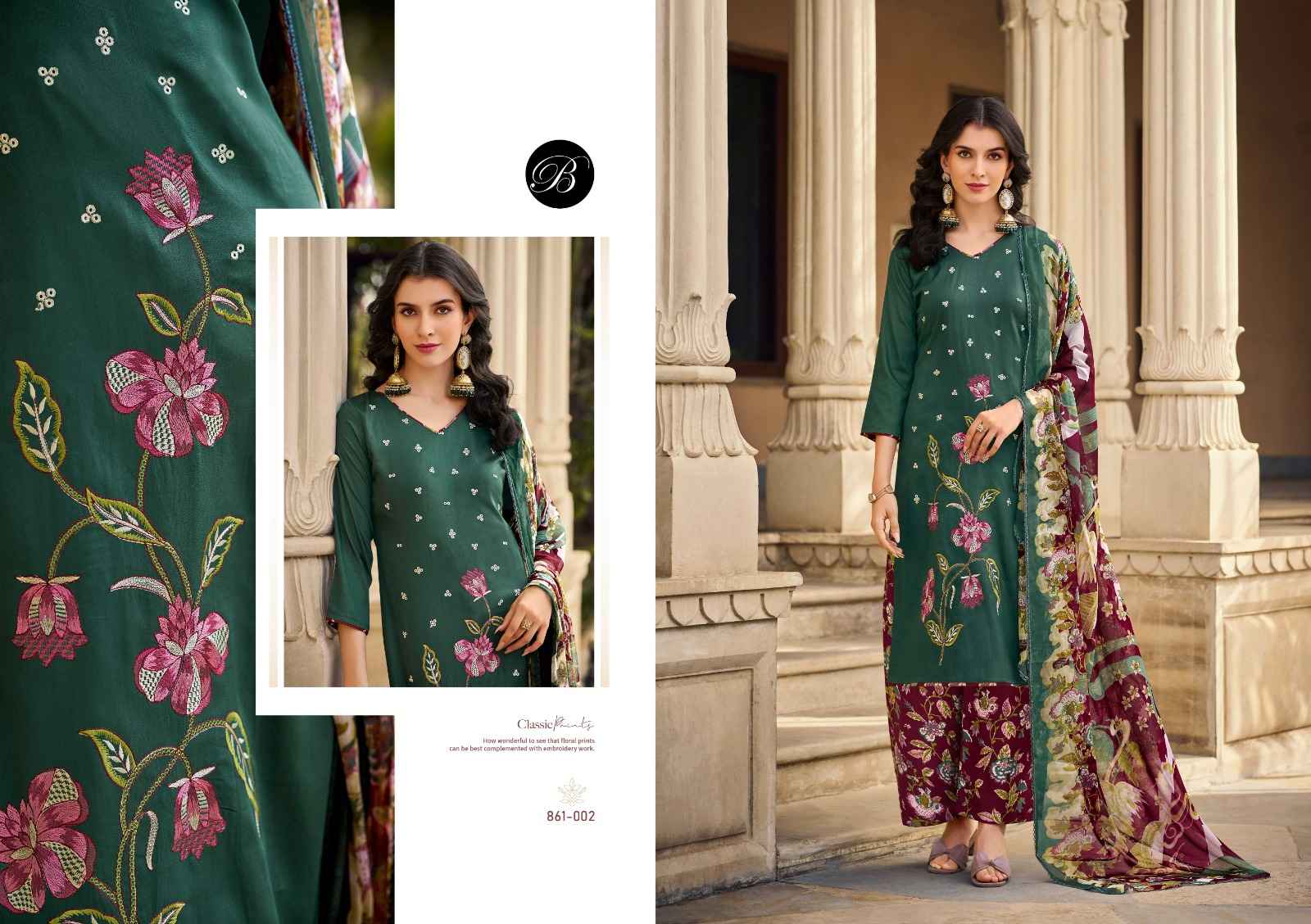 BELLIZA GULKAYRA VOL 2 PURE HEAVY JAM EMBROIDERY WORK DRESS MATERIAL AT WHOLESALE PRICE