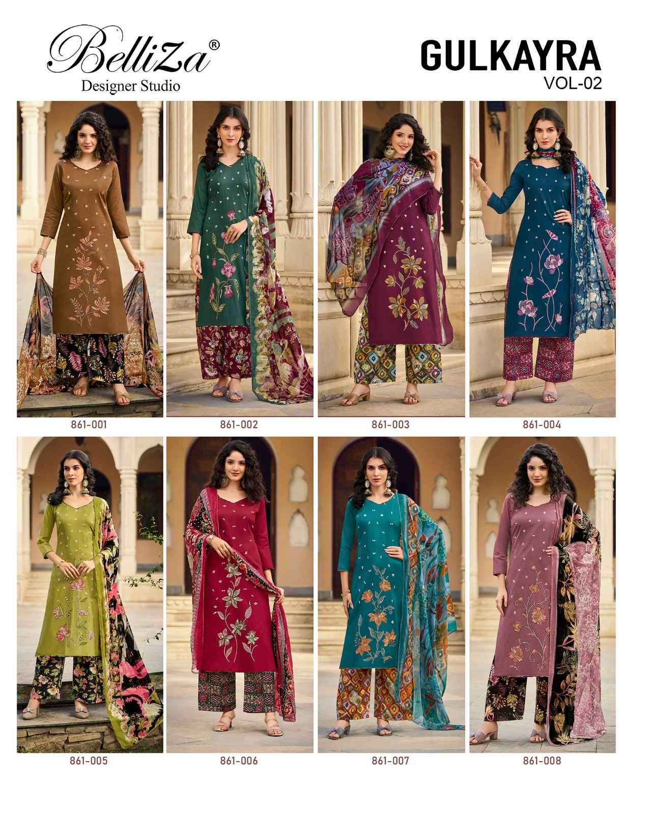 BELLIZA GULKAYRA VOL 2 PURE HEAVY JAM EMBROIDERY WORK DRESS MATERIAL AT WHOLESALE PRICE