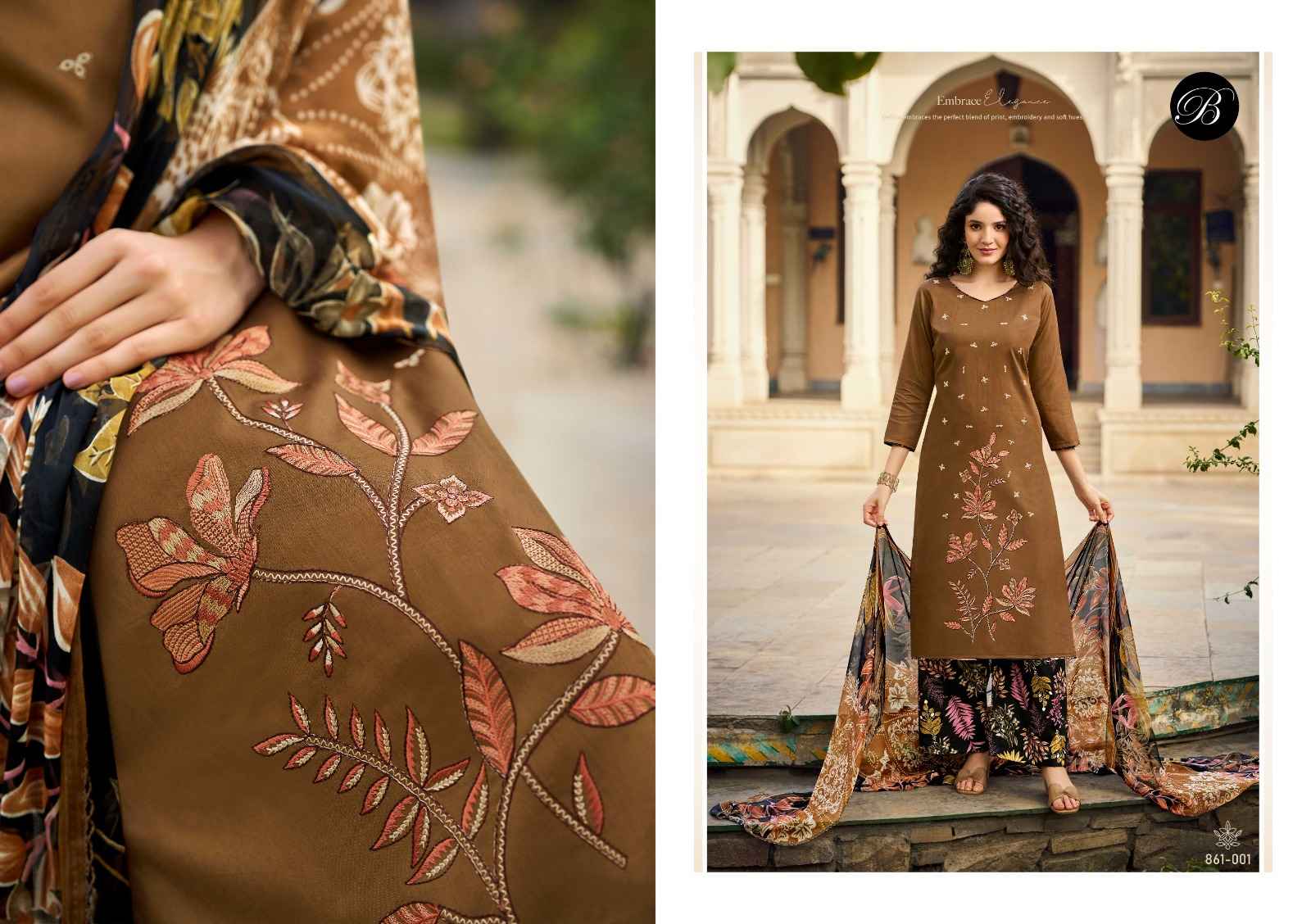 BELLIZA GULKAYRA VOL 2 PURE HEAVY JAM EMBROIDERY WORK DRESS MATERIAL AT WHOLESALE PRICE