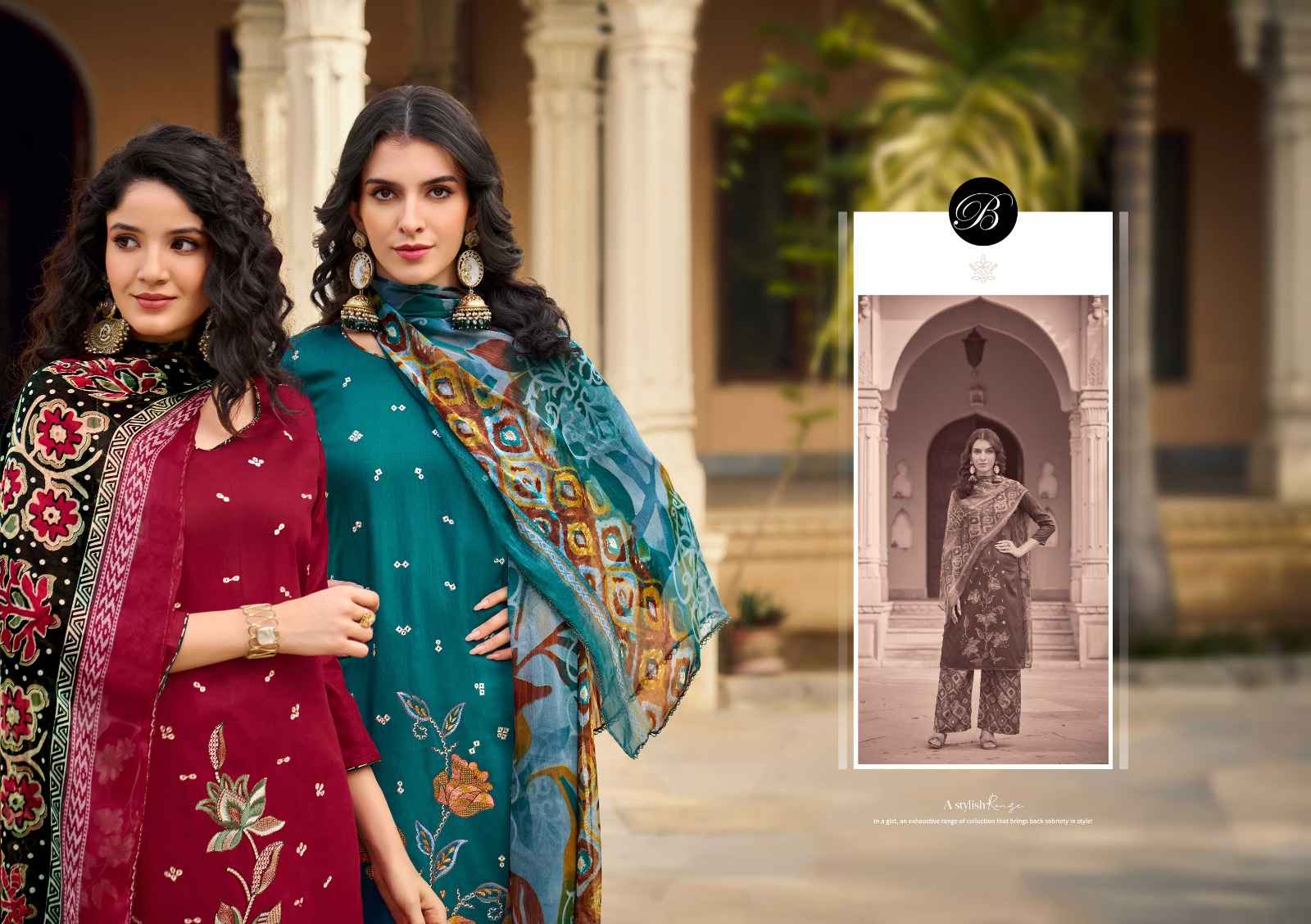 BELLIZA GULKAYRA VOL 2 PURE HEAVY JAM EMBROIDERY WORK DRESS MATERIAL AT WHOLESALE PRICE