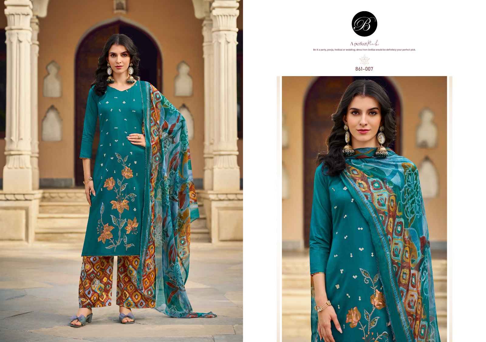 BELLIZA GULKAYRA VOL 2 PURE HEAVY JAM EMBROIDERY WORK DRESS MATERIAL AT WHOLESALE PRICE