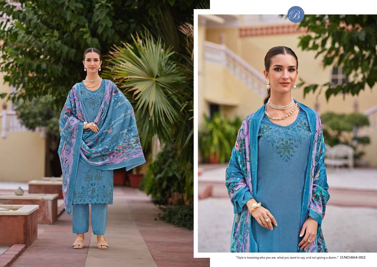 BELLIZA ZARA PURE ROMAN SILK WITH HEAVY EMBROIDERY WORK DRESS MATERIAL AT WHOLESALE PRICE