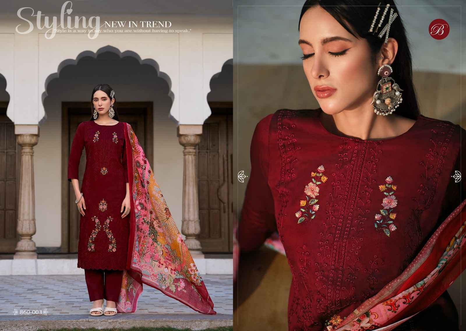 BELLIZA ZARQASH VOL 6 PURE HEAVY JAM COTTON DRESS MATERIAL AT WHOLESALE PRICE