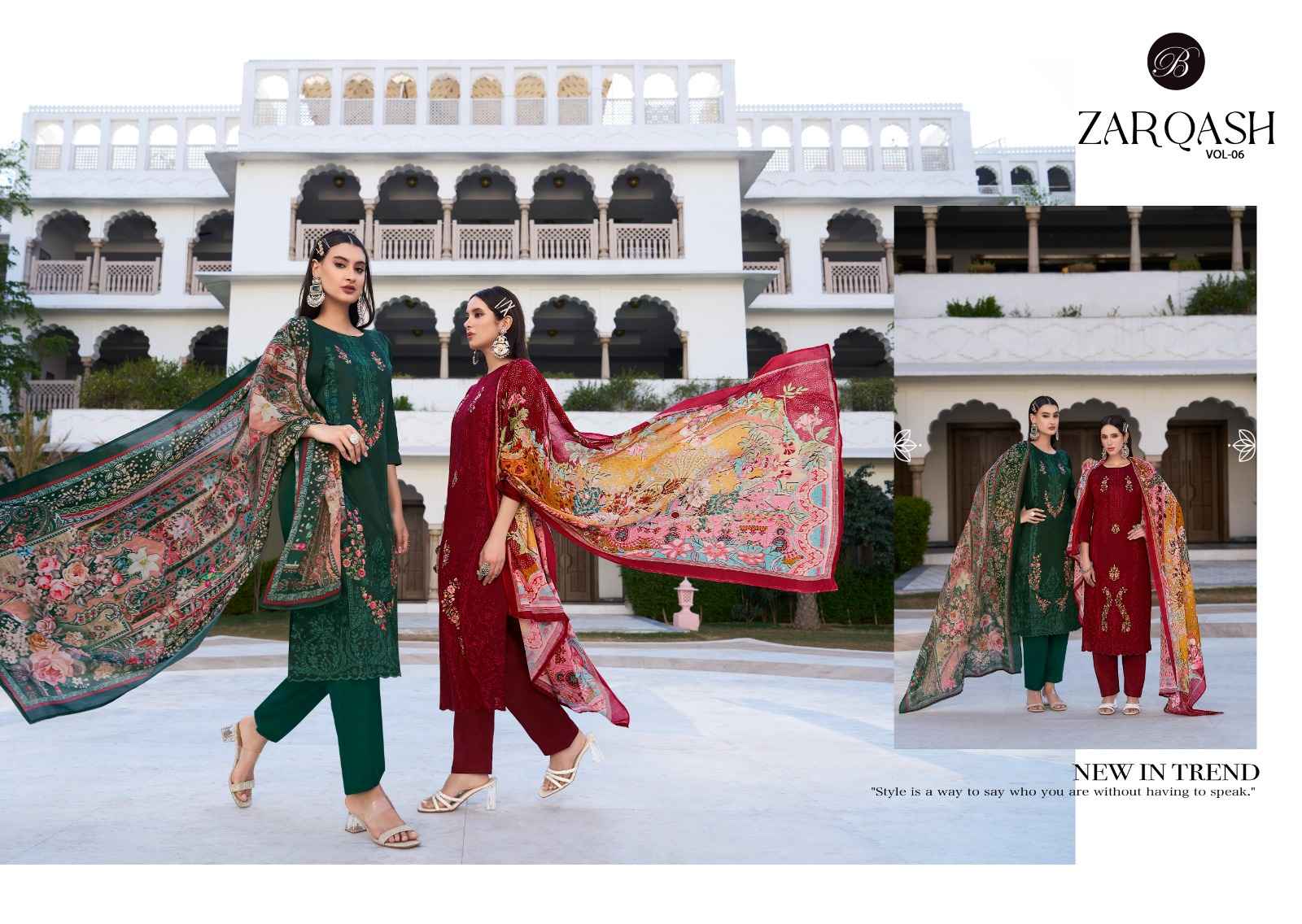 BELLIZA ZARQASH VOL 6 PURE HEAVY JAM COTTON DRESS MATERIAL AT WHOLESALE PRICE