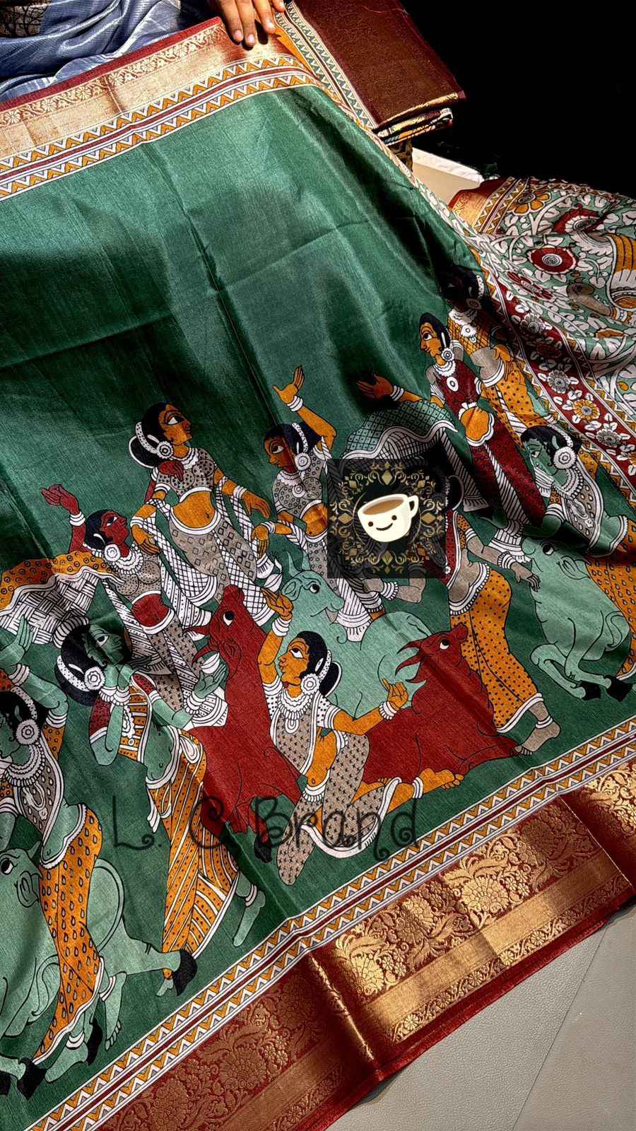CHANDERI COTTON SILK KALAMKARI PRINT WEAVING BORDER SAREE AT WHOLESALE PRICE