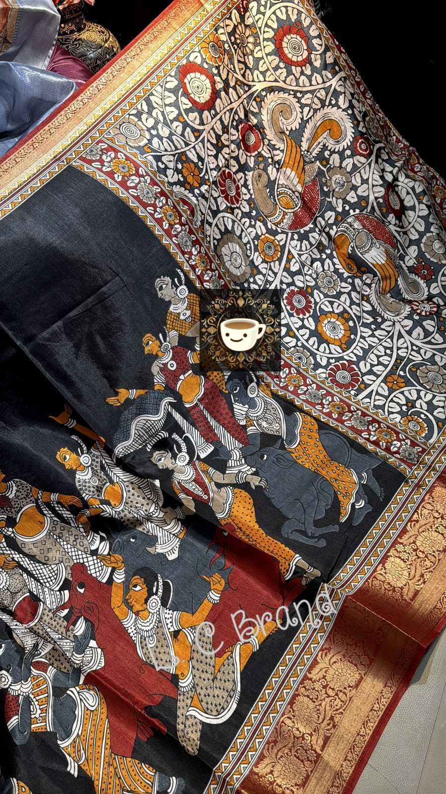 CHANDERI COTTON SILK KALAMKARI PRINT WEAVING BORDER SAREE AT WHOLESALE PRICE