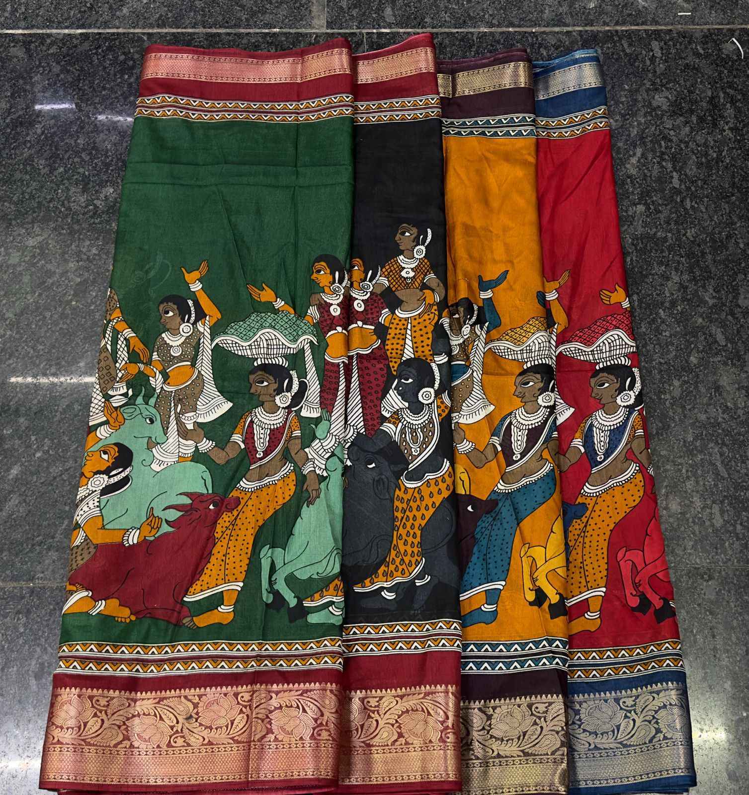 CHANDERI COTTON SILK KALAMKARI PRINT WEAVING BORDER SAREE AT WHOLESALE PRICE