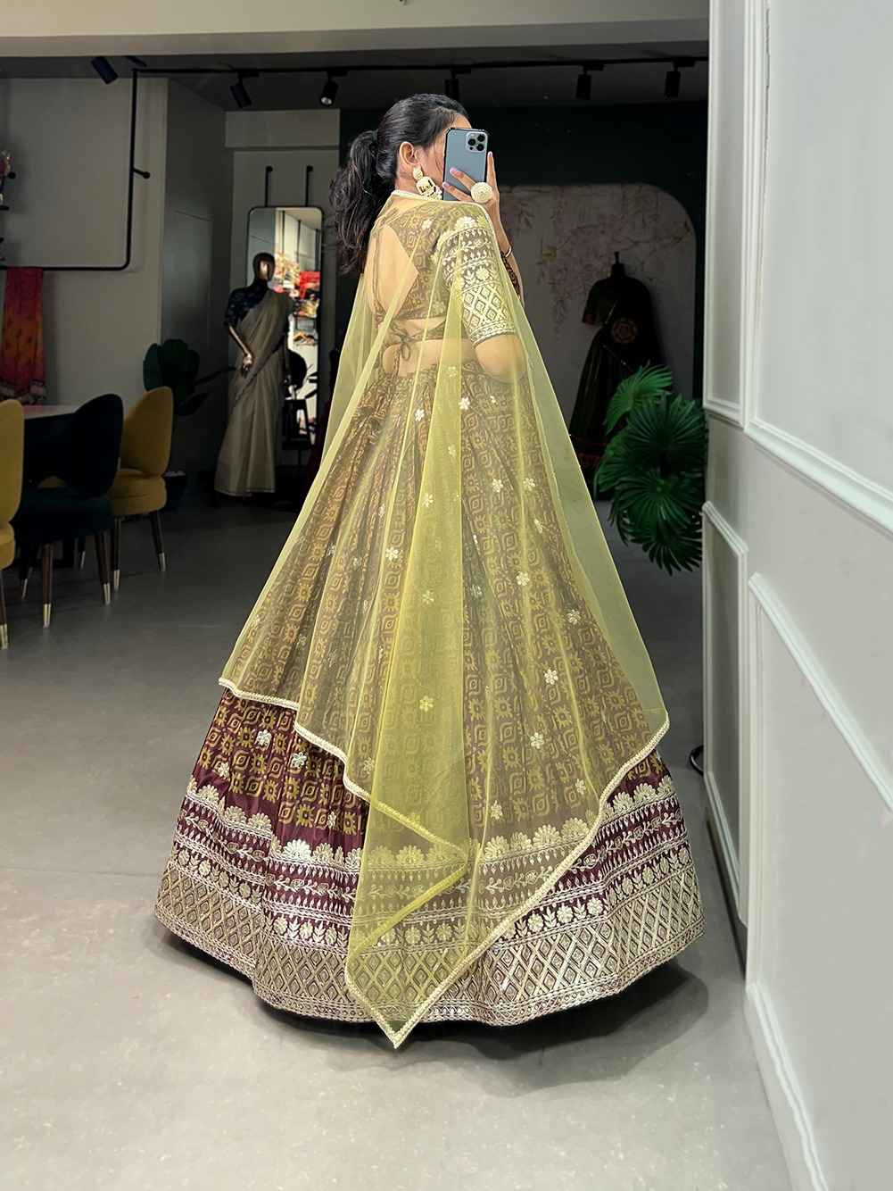 CHINON DIGITAL PRINT WITH EMBROIDERY SEQUINS WORK LEHENGA CHOLI AT WHOLESALE PRICE