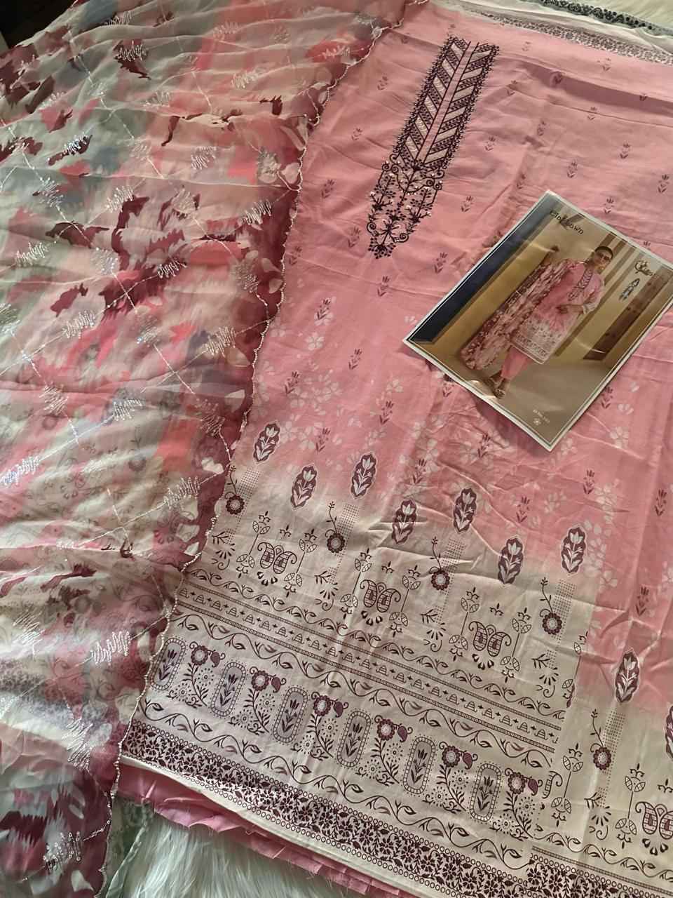 COSMOS ELAF LAWN VOL-1 LAWN COTTON WITH SELF EMBROIDERY DRESS MATERIAL AT WHOLESALE PRICE