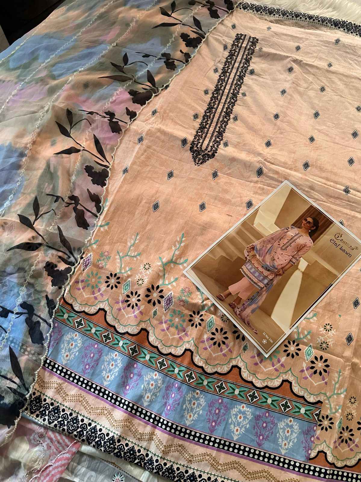 COSMOS ELAF LAWN VOL-1 LAWN COTTON WITH SELF EMBROIDERY DRESS MATERIAL AT WHOLESALE PRICE