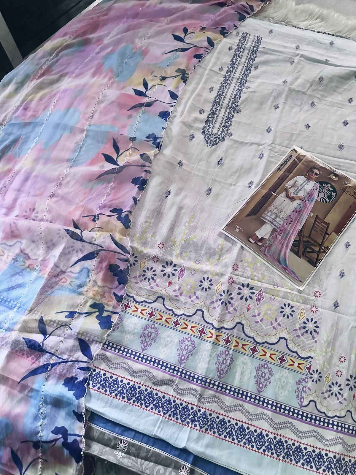 COSMOS ELAF LAWN VOL-1 LAWN COTTON WITH SELF EMBROIDERY DRESS MATERIAL AT WHOLESALE PRICE