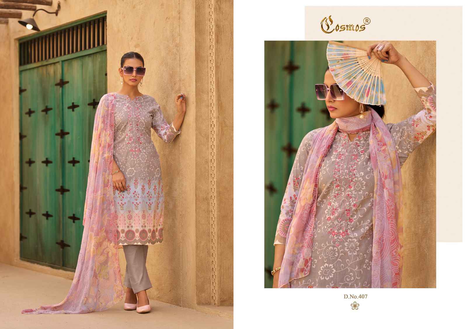 COSMOS ELAF LAWN VOL-1 LAWN COTTON WITH SELF EMBROIDERY DRESS MATERIAL AT WHOLESALE PRICE