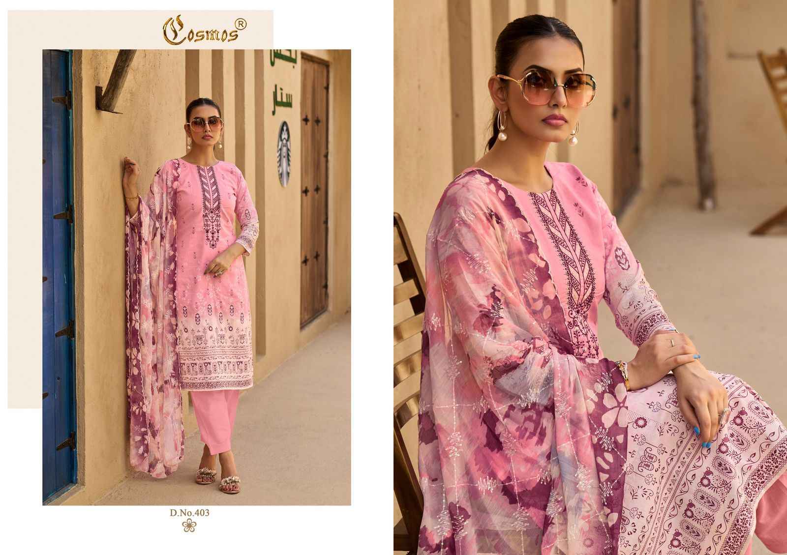 COSMOS ELAF LAWN VOL-1 LAWN COTTON WITH SELF EMBROIDERY DRESS MATERIAL AT WHOLESALE PRICE